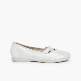 Ballerines fille style ballet effet brillant Argent