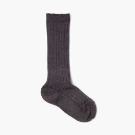 Chaussettes Hautes Enfant Maille Côtelée Condor Anthracite