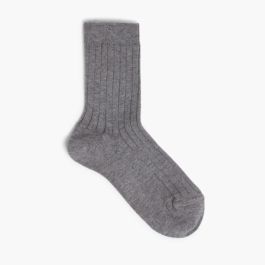 Chaussettes Courtes Enfant Maille Côtelée Condor Gris