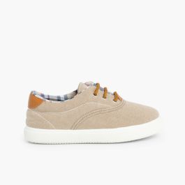 Baskets textile Contrast avec lacets Sable