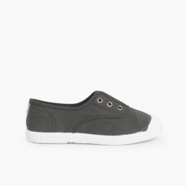 Tennis en Toile avec Bout Caoutchouc Sans Lacets Anthracite