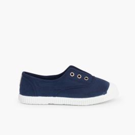 Tennis en Toile avec Bout Caoutchouc Sans Lacets Bleu Marine