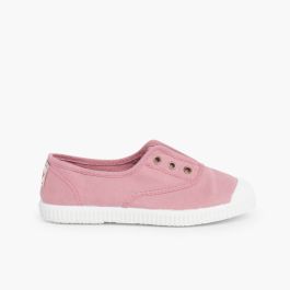 Tennis en Toile avec Bout Caoutchouc Sans Lacets Rose