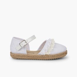 Espadrilles avec dentelle rapportée  Blanc