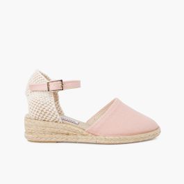 Espadrilles compensées pour fille et femme avec boucle Rose Pâle