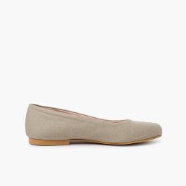 Ballerines de Fête en Lin Fille et Femme Brun