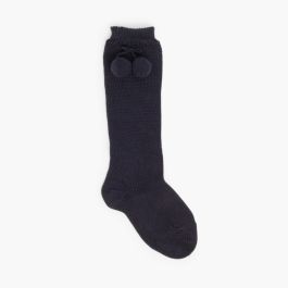 Chaussettes longues Condor avec pompon Bleu Marine