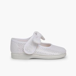 Chaussures Babies Type Ange à Pois Brillants Blanc