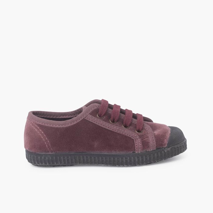 Baskets Enfants en velours avec lacets