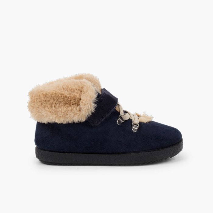 Bottes fourrure à scratch enfants semelle crantée