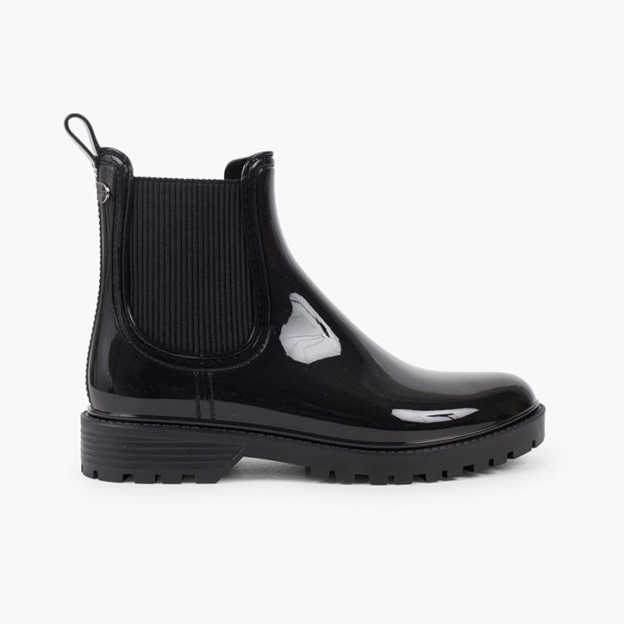 Bottines de pluie à semelle track et élastique 