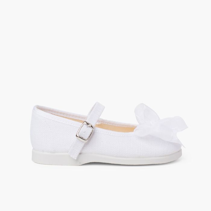 Babies en lin avec boucle et nœud en organza
