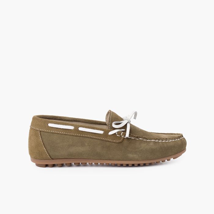 Mocassins de cérémonie en suède avec nœud pour garçon