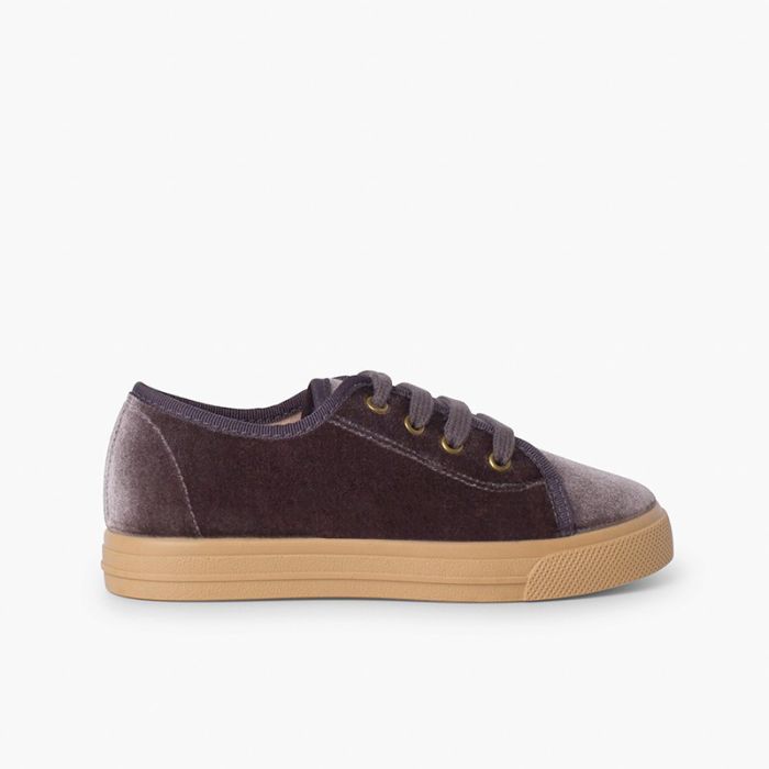 Chaussures à lacets en velours à semelle large pour enfants