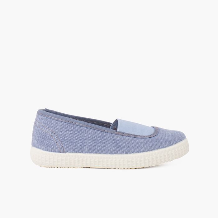 Ballerines pour fille élastiques en toile écologique et semelle
