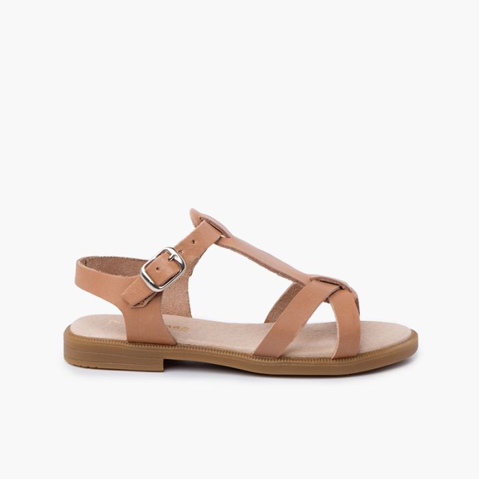 Sandales en cuir pour fille avec sangles de fermeture à boucle