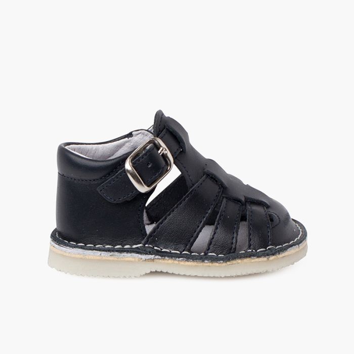 Sandales crabe en cuir pour bébé avec fermeture à boucle
