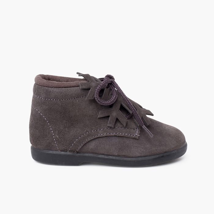 Bottines à lacets en daim avec ornement flocon de neige