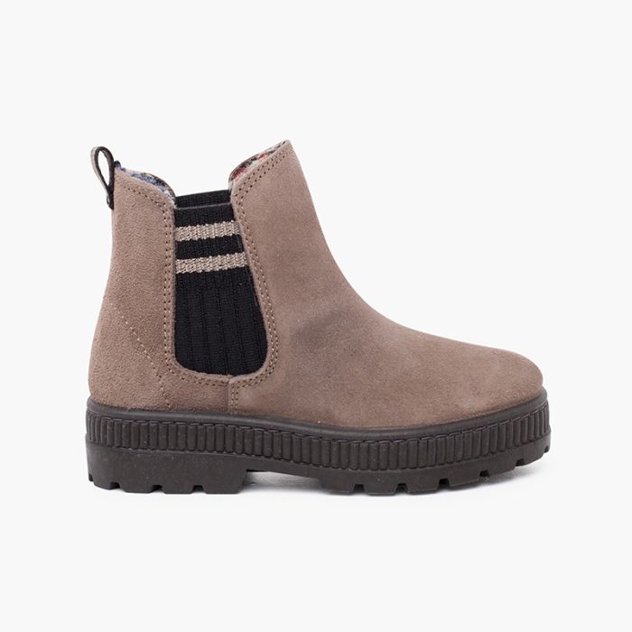 Botte chaussette fendue élastique à rayures latérales