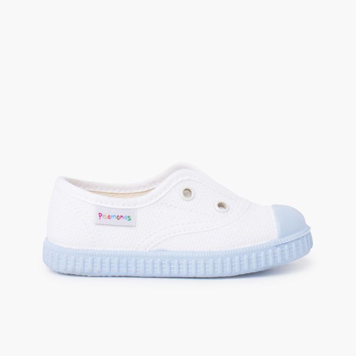 Baskets blanches sans lacets semelle de couleurs
