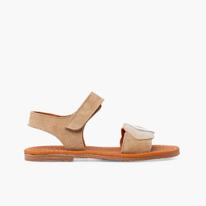 Sandales en suède bande multicolore avec fermeture à scratch