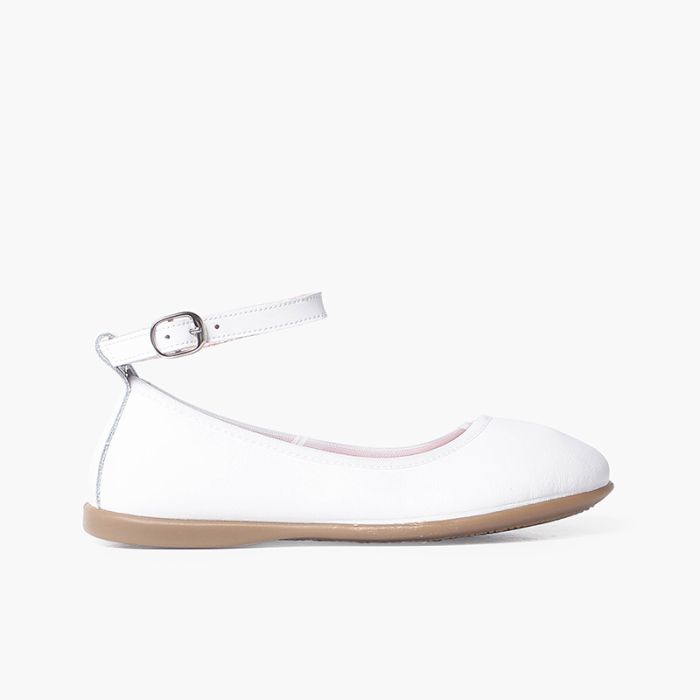 Ballerines en cuir élastiqué avec fermeture bracelet