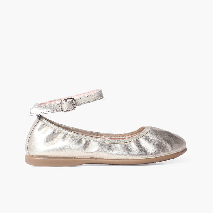 Ballerines en cuir élastiqué avec fermeture bracelet