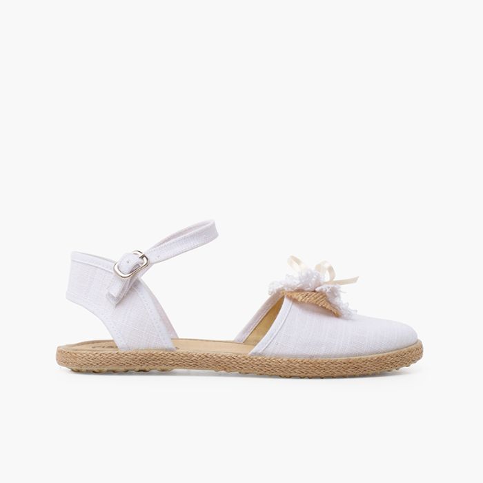 Espadrilles de cérémonie en lin avec nœud rustique