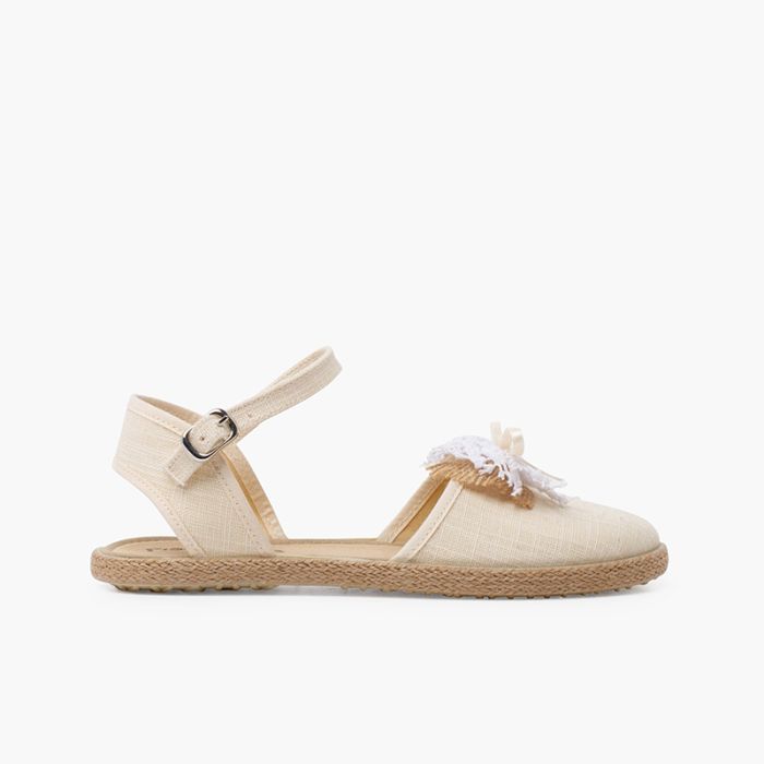 Espadrilles de cérémonie en lin avec nœud rustique