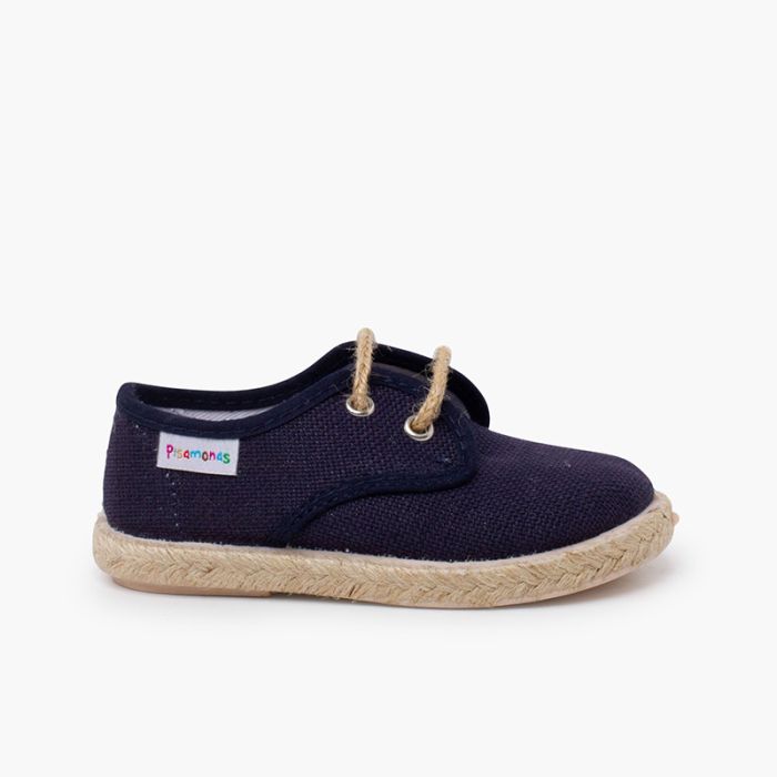 Derbies en lin à lacets et base en jute