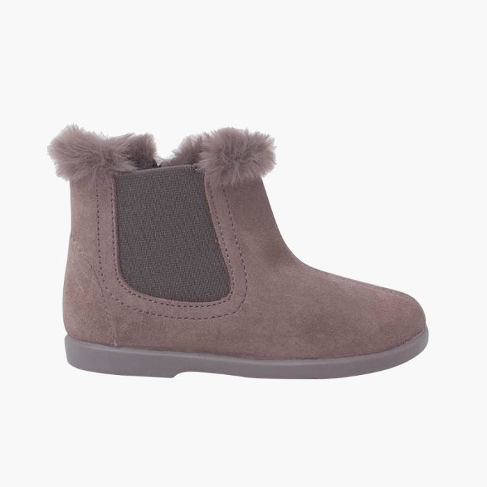 Bottines Chelsea pour filles avec col en fourrure