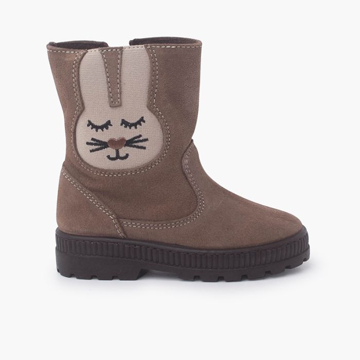 Bottes en suède élastique lapin