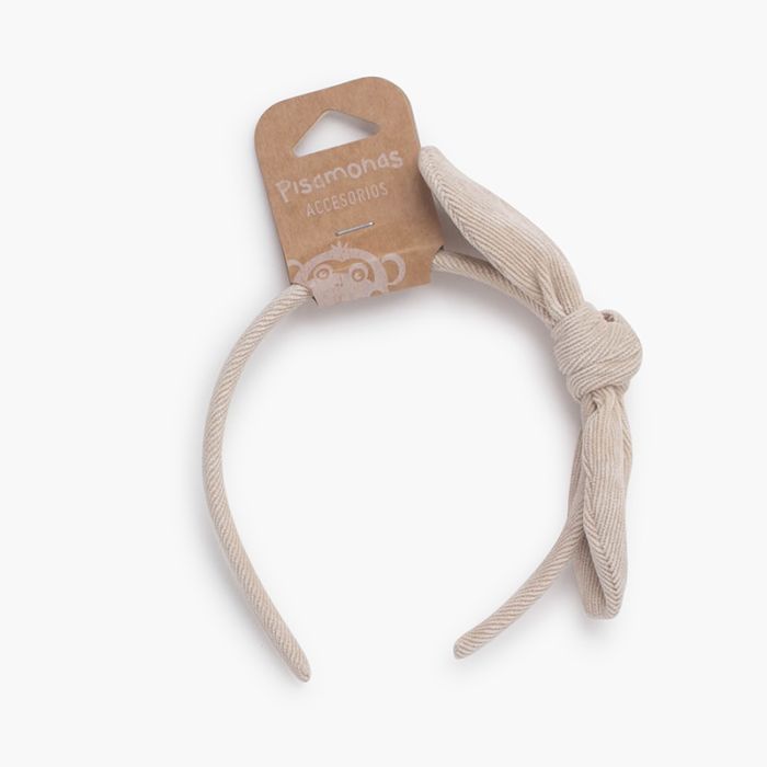 Bandeau en micro-velours côtelé avec nœud
