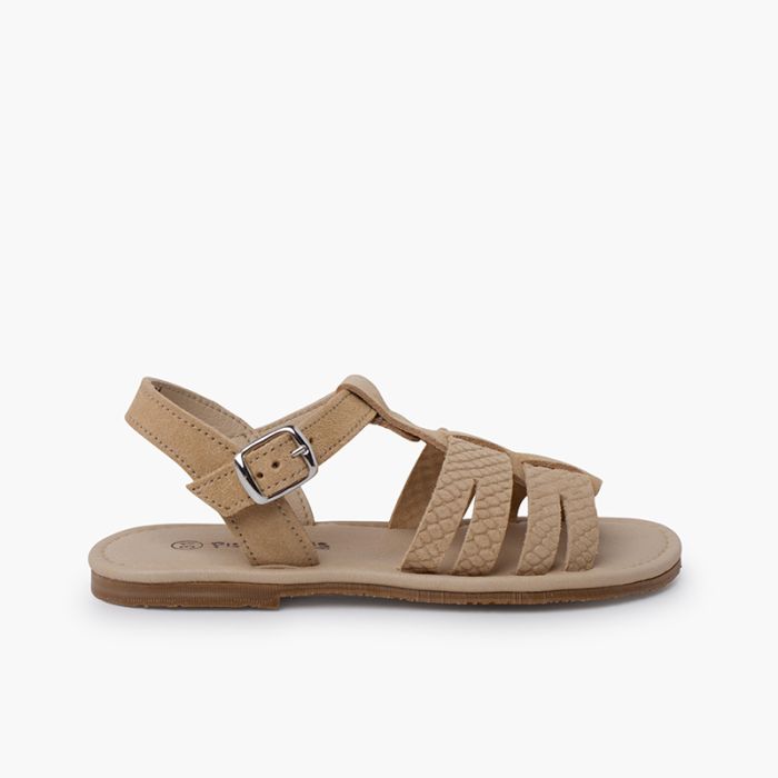Sandales gladiateur cuir gravé