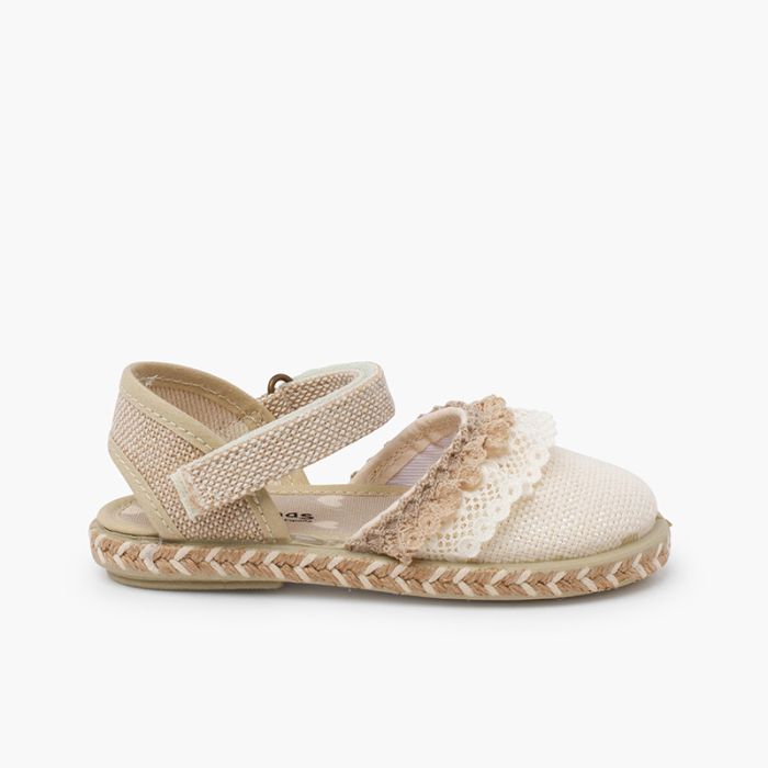 Espadrilles lin dentelles lanière adhérente