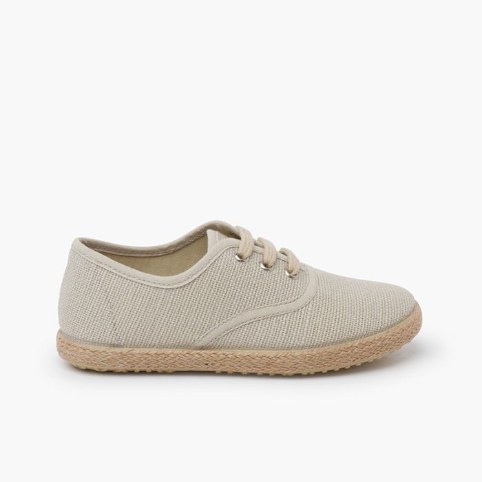 Baskets lin lacets en lin semelle espadrille