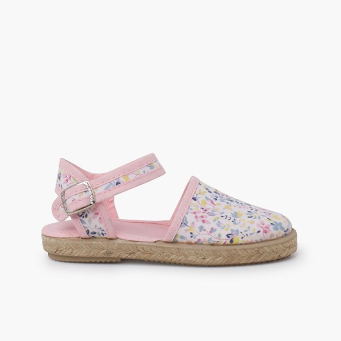 Espadrilles fleurs fermeture à boucle
