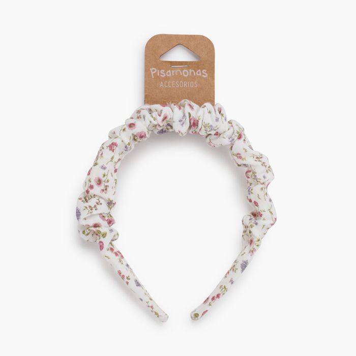 Serre-tête froncé à fleurs liberty