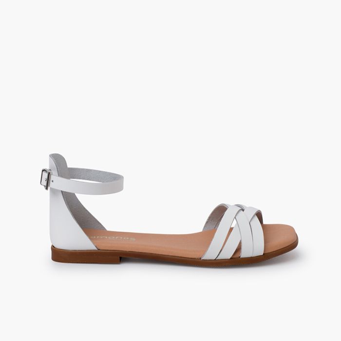 Sandales sangles et talon cuir