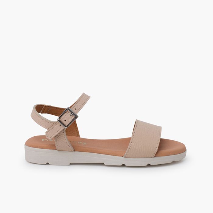 Sandales cuir texturé semelle intérieure gel