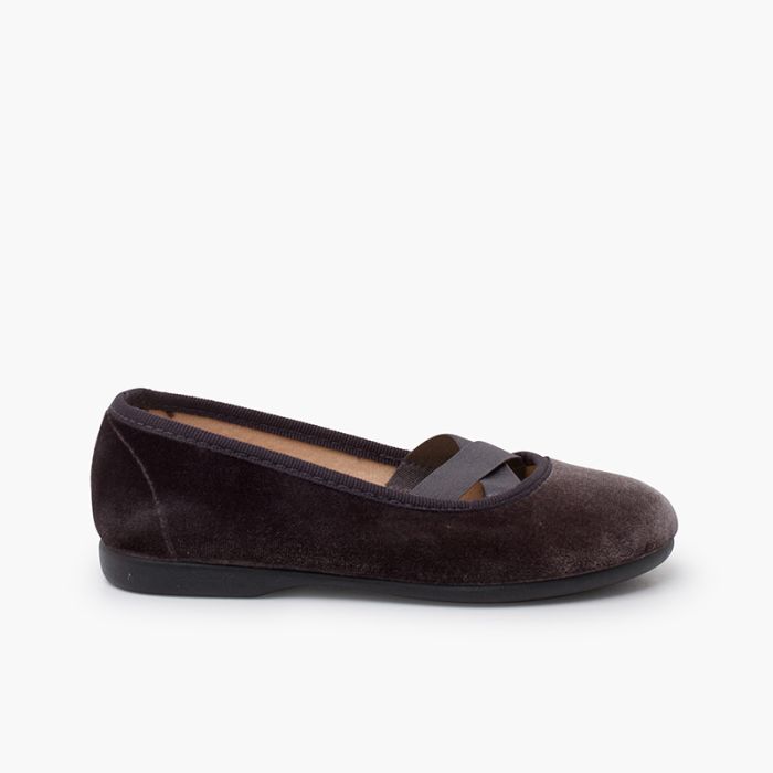 Ballerines en velours style ballet