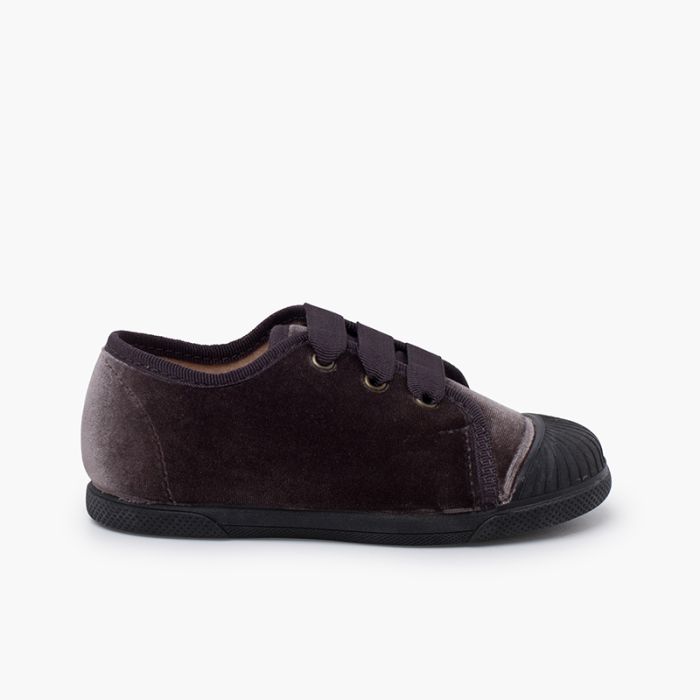 Baskets velours rubans faya