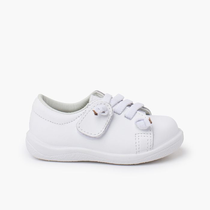 Baskets cuir lavable lacets élastiques
