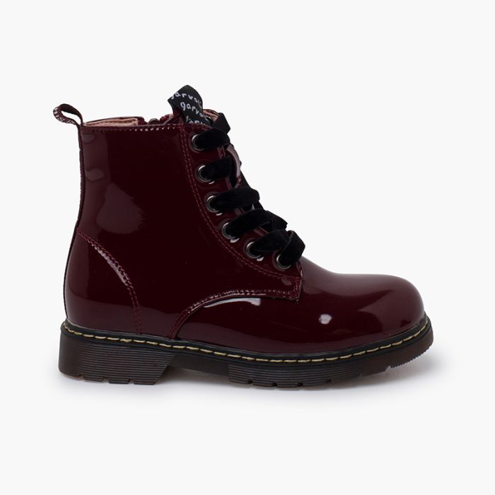 Bottes lacets velours effet verni Garvalín
