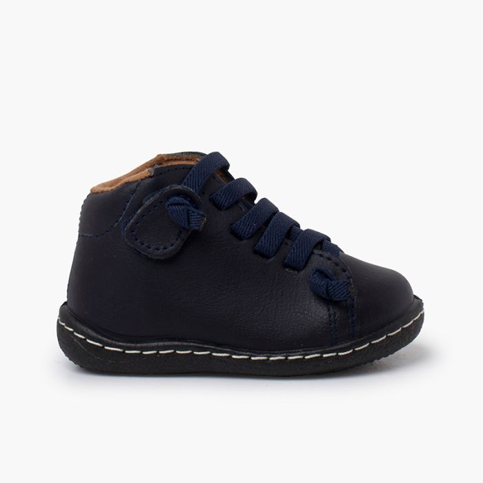 Bottines cuir lavable enfants lacets élastiques