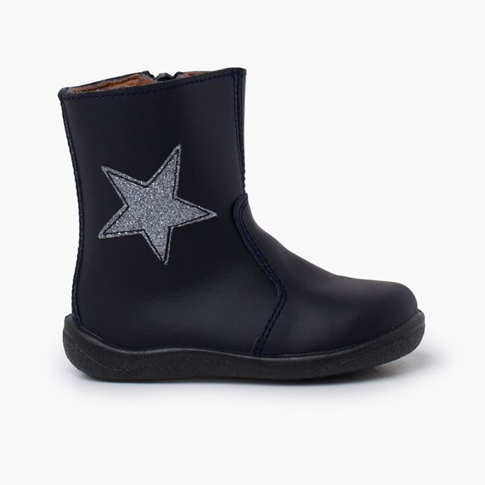 Bottes fille étoile cuir lavable