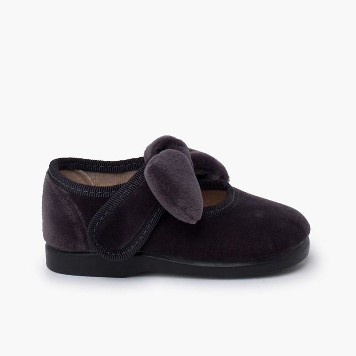 Chaussures babies nœud velours fermeture à scratch