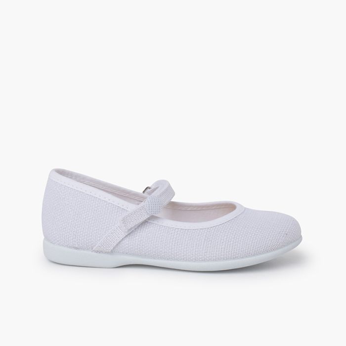 Chaussures babies lin à scratch et bouton