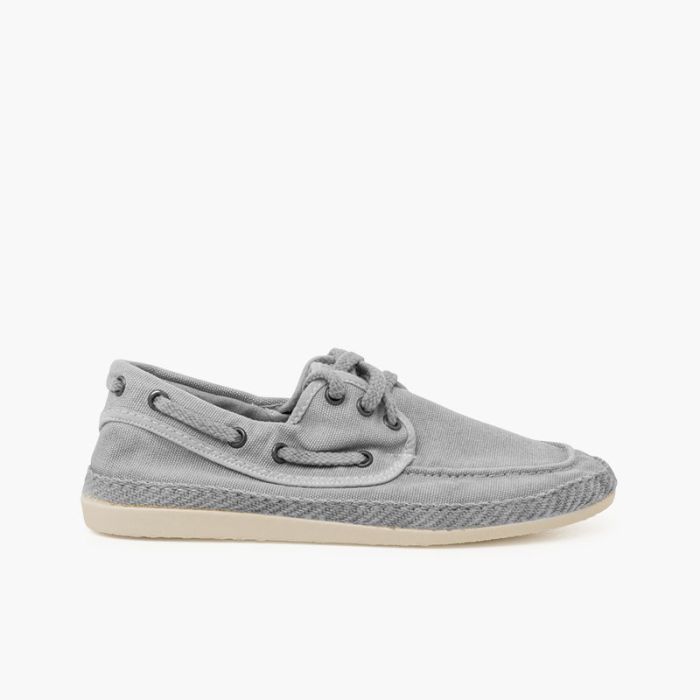 Chaussures bateau casual tailles hautes toile lavée