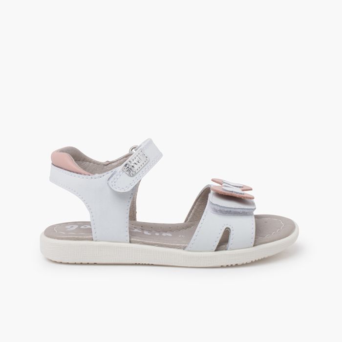 Sandales Garvalin fermeture à scratch nœud cœurs